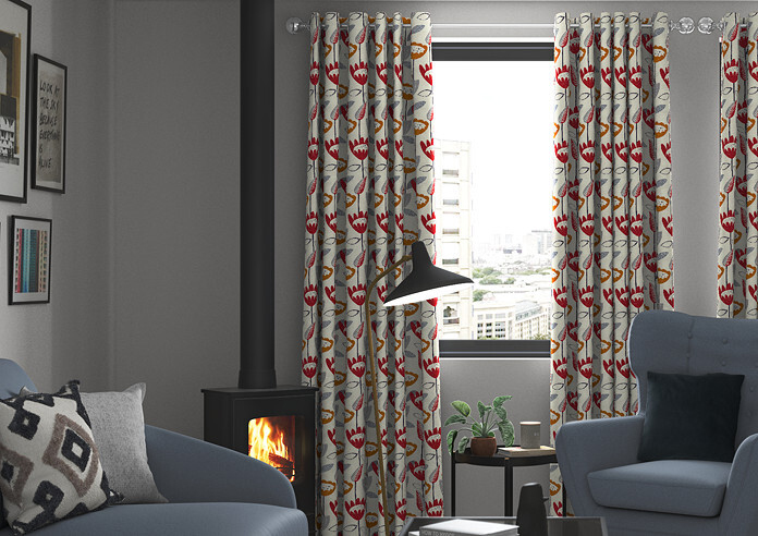 Flower Power, Scarlet - Made to Measure Curtains - Image 3